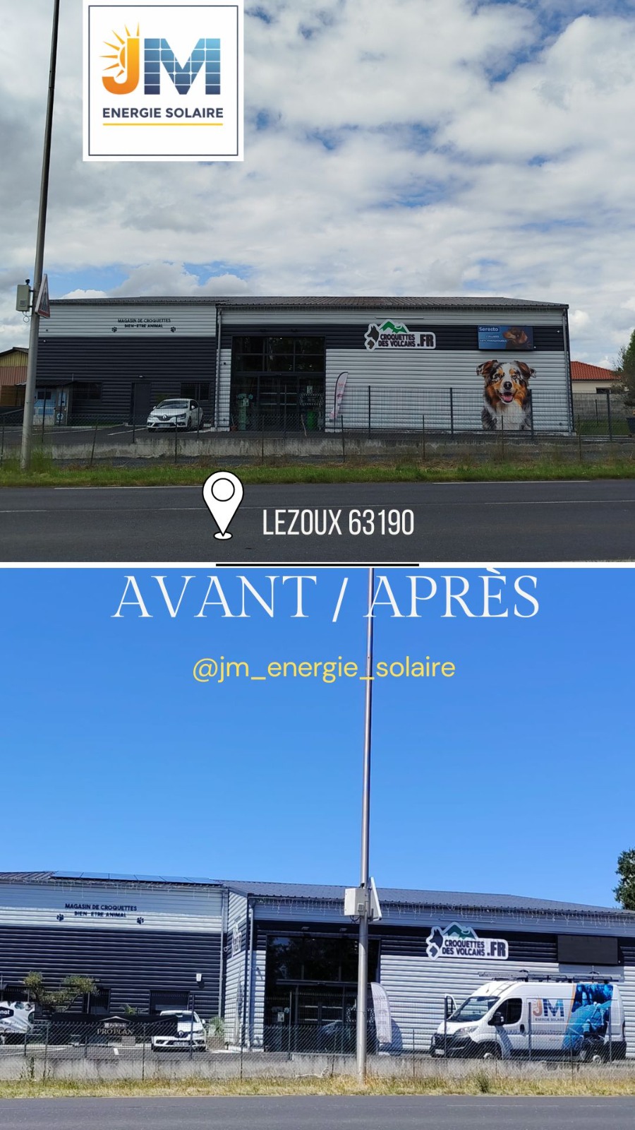 Réalisation Bâtiment commercial « Croquettes des Volcans » à Lezoux — 12 kWc à Lezoux